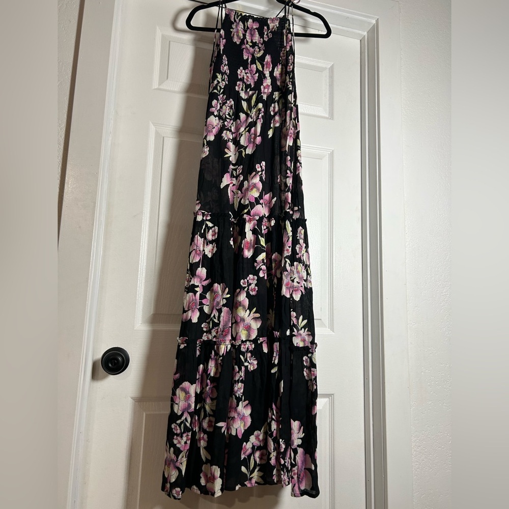 Free People Black and Pink Floral Maxi Dress. - Picture 4 of 7